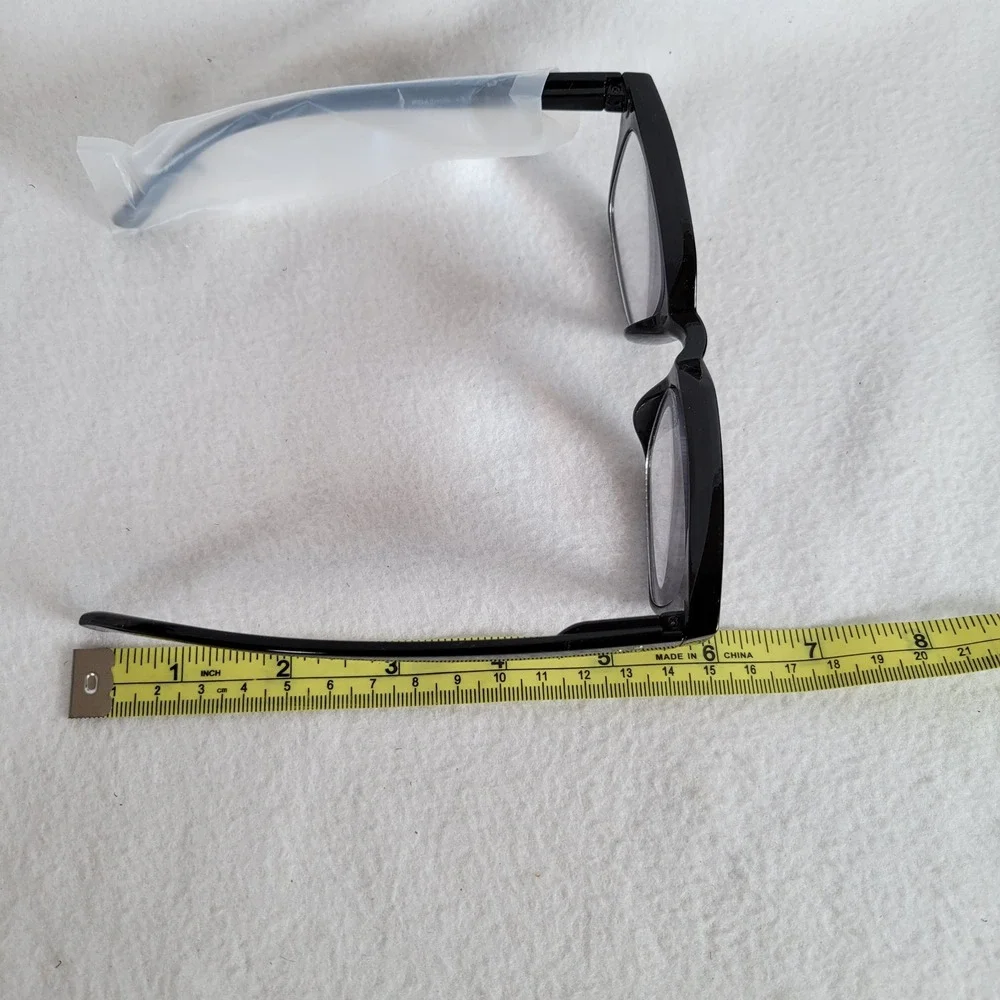 Hummingbird Womens Square Reading Glasses Santa Fe Blue Light +3.50 Black Clear